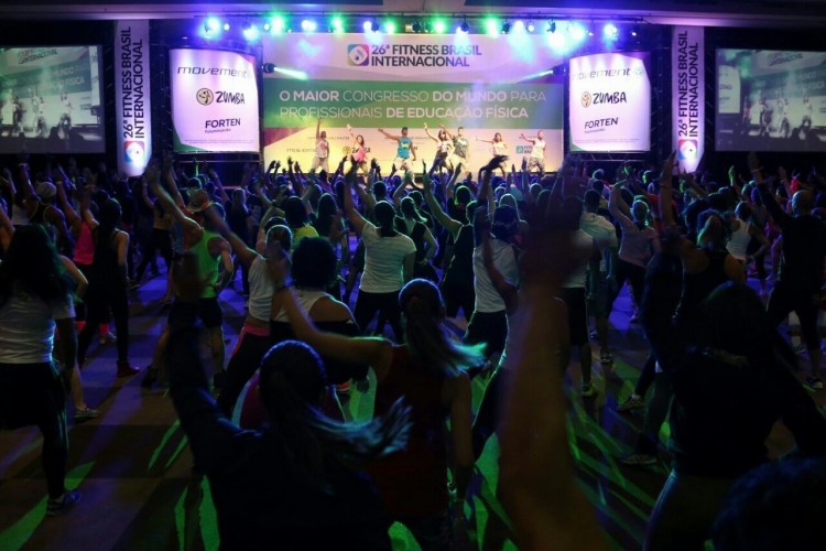 Espaço de workout do congresso Fitness Brasil Internacional